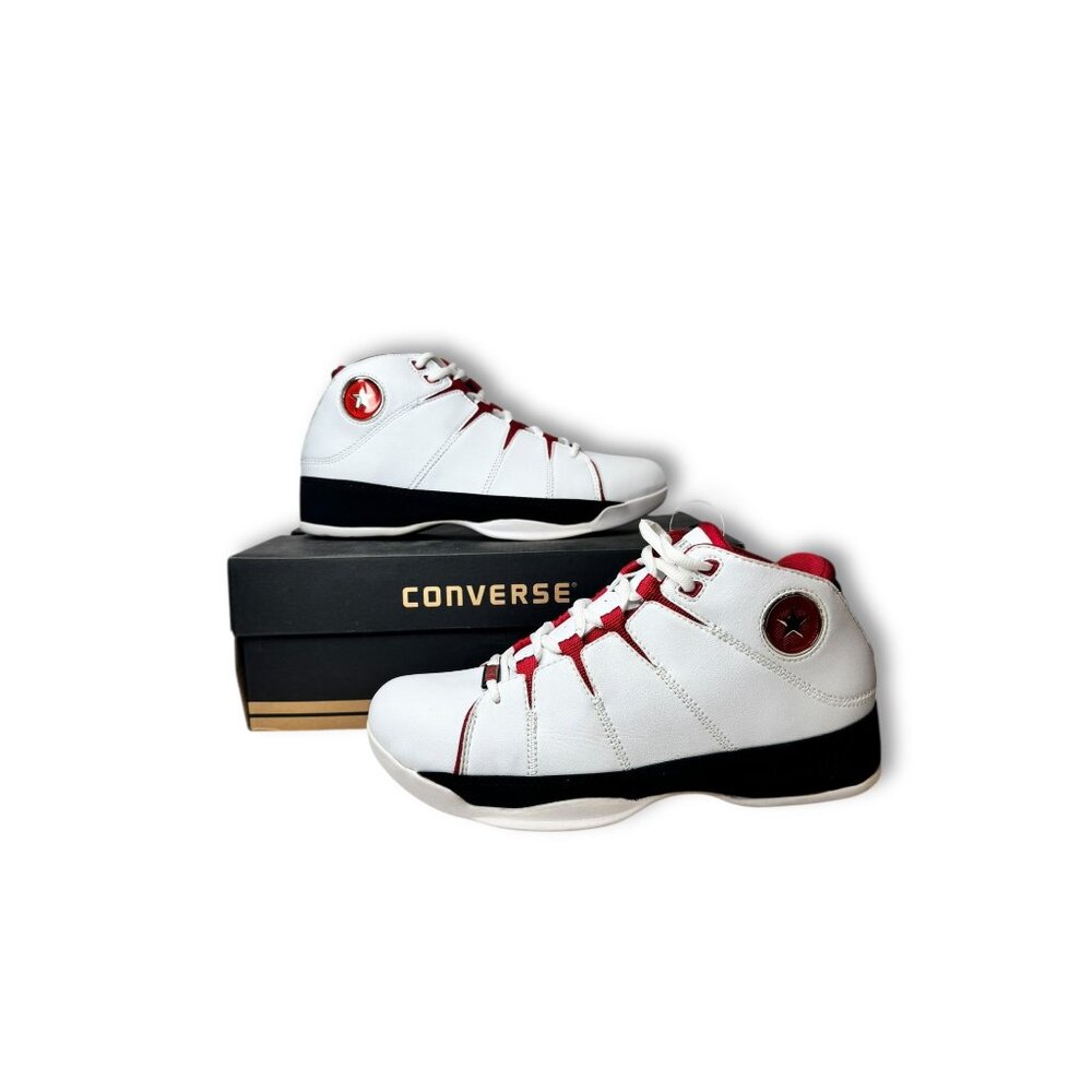 Converse Triple Deuce Mid Mens Basketball Shoes Size 8.5 White/Red Synthetic New